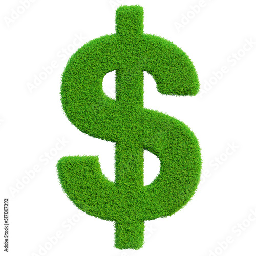 money symbol on grass in 3d render