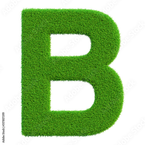 letter B of the alphabet in grass in 3d render