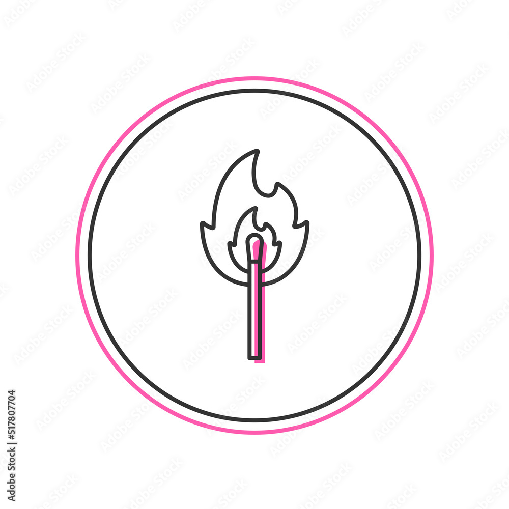 Filled outline Burning match with fire icon isolated on white background. Match with fire. Matches sign. Vector Filled outline Burning match with fire icon isolated on white background. Match with fire. Matches sign. Vector