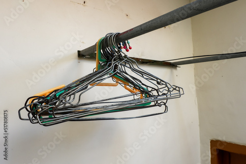 many Clothes hanger at balcony