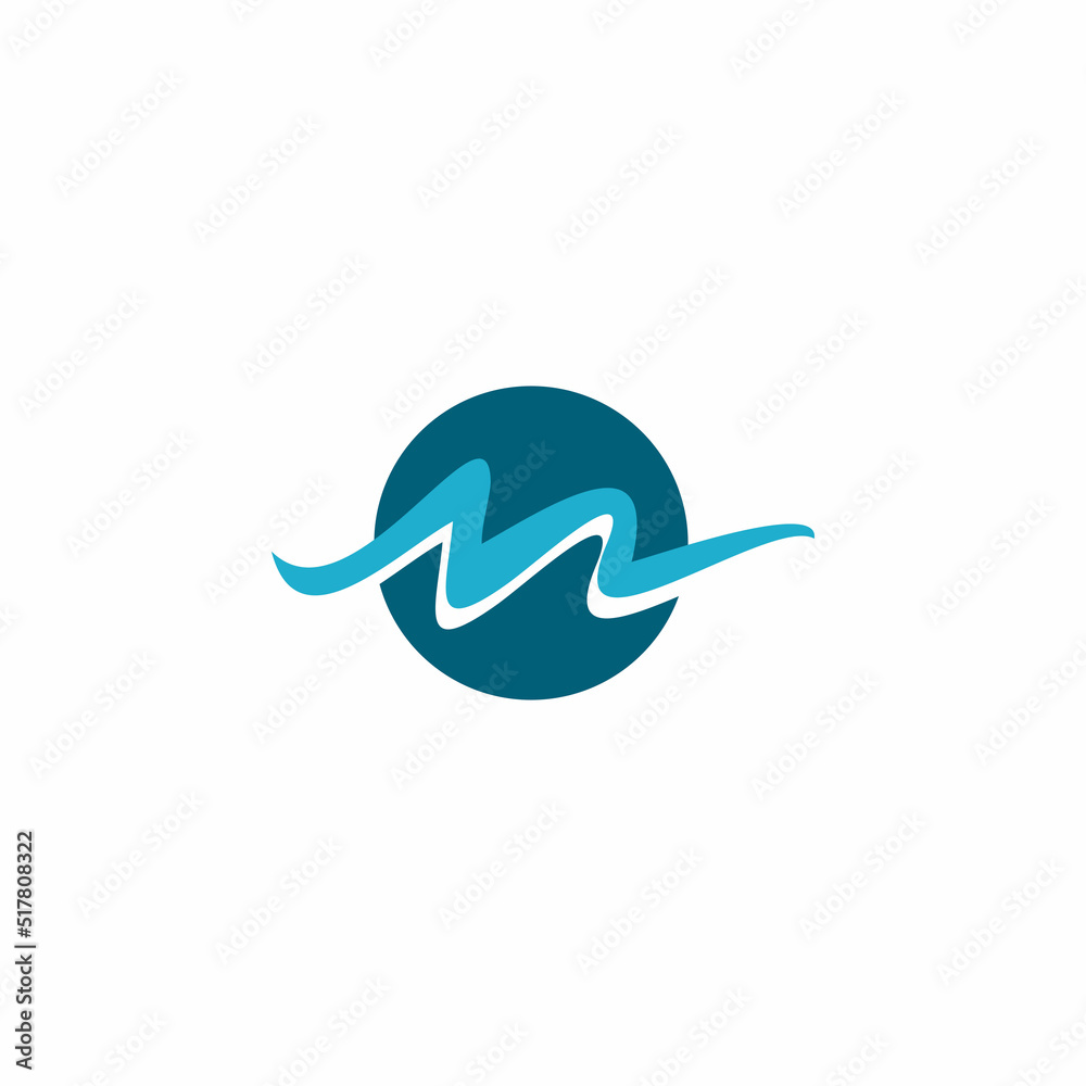 blue circle letter m wave logo design blue circle letter m wave logo design