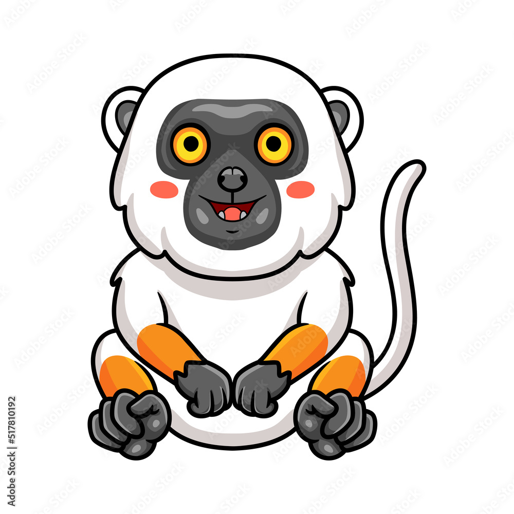 Cute sifaka lemur monkey cartoon sitting Cute sifaka lemur monkey cartoon sitting