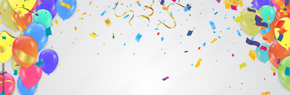 Colorful Celebration Background with Party Balloons confetti with space for text Colorful Celebration Background with Party Balloons confetti with space for text