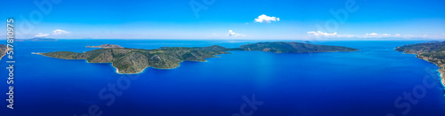 Aerial panoramic view of Peristera island located close to Alonnisos in Sporades, Greece © panosk18