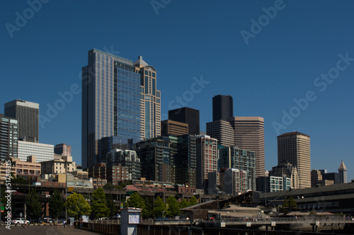 Seattle  Washington waterfront and skyline cityscape