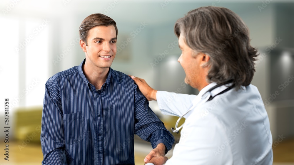 A patient visitng doctor due to suffering pain at hospital, concept of health check up, illness or decease and medical treatment. A patient visitng doctor due to suffering pain at hospital, concept of health check up, illness or decease and medical treatment.