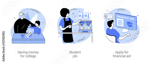 Students finance isolated cartoon vector illustrations se
