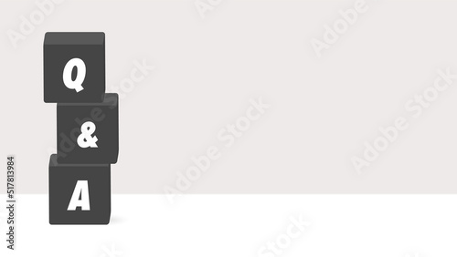 Q&Aの文字が入った黒いブロックのイラスト - シンプルな質疑応答やクイズのイメージ素材
