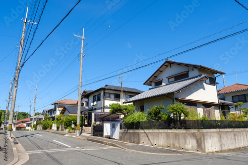 一戸建ての並ぶ住宅地 ベッドタウン 京都府木津川市