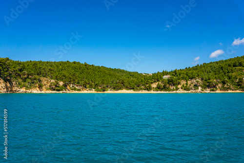 Fototapeta Naklejka Na Ścianę i Meble -  Amazing view of Spartines beach during boating in Alonissos island, Greece