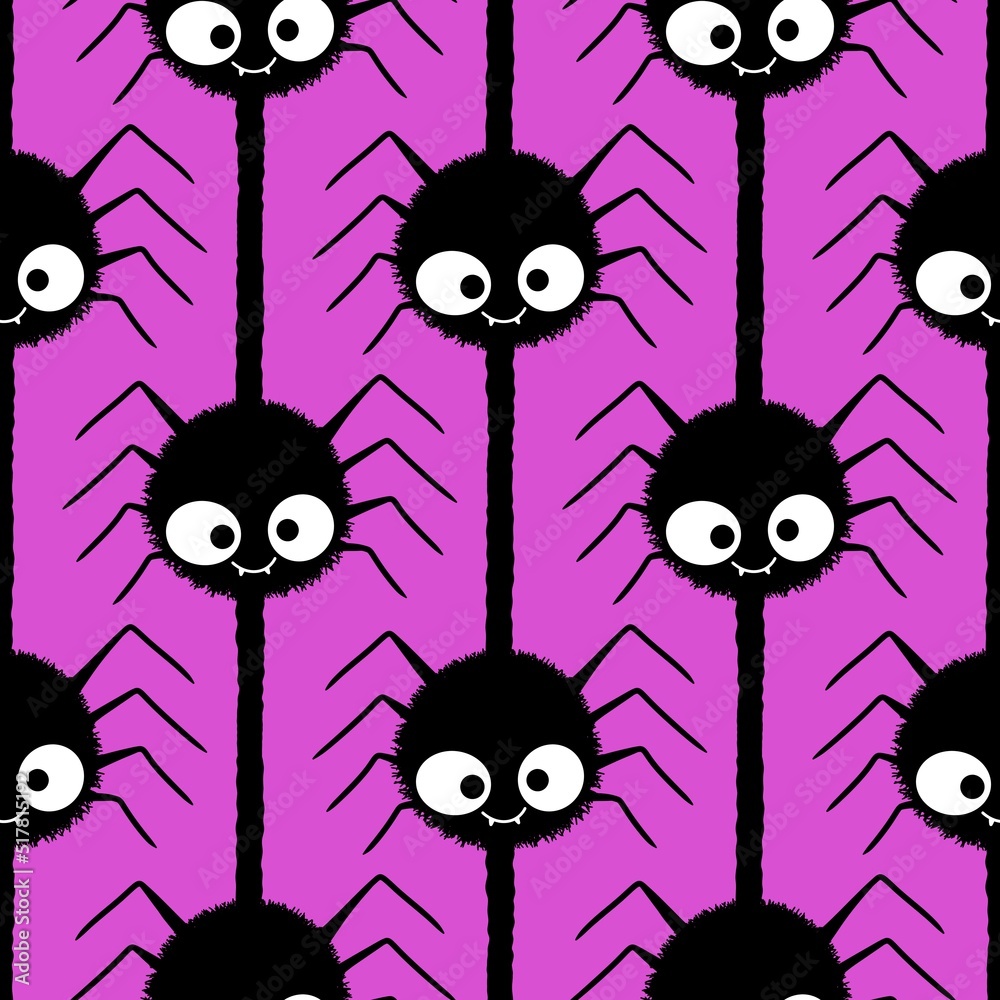 Cartoon Halloween seamless spider pattern for wrapping paper and clothes print and kids and accessories Cartoon Halloween seamless spider pattern for wrapping paper and clothes print and kids and accessories