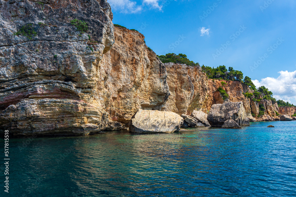 Amazing view of Spartines beach during boating in Alonissos island, Greece Amazing view of Spartines beach during boating in Alonissos island, Greece