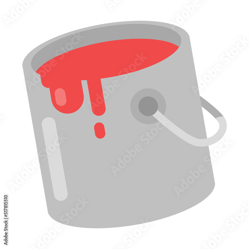 paint bucket icon. red. isolated on a white background. perfect for art themes, designs, apps, etc. flat vector design