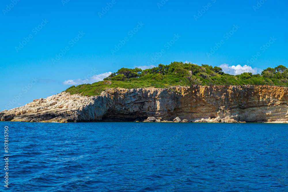 Amazing view of Spartines beach during boating in Alonissos island, Greece
