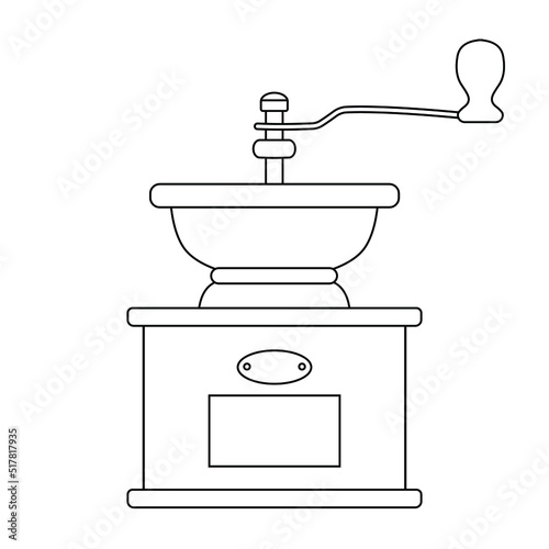 Manual coffee grinder. Vector drawing icon. Contour drawing, Flat style illustration
