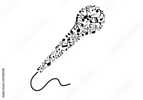 microphone shape of musical notes.karaoke logo.singer logo