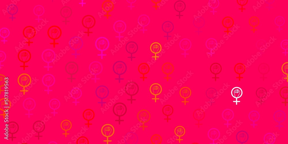 Light Pink, Yellow vector template with businesswoman signs.
