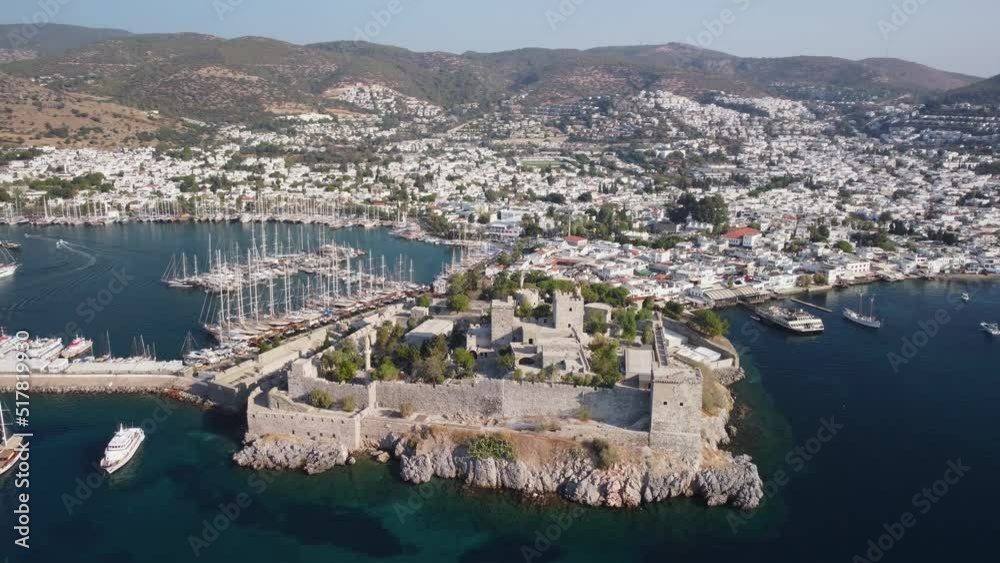 Awesome aerial view of Bodrum Castle and Bodrum Marina, Turkey Awesome aerial view of Bodrum Castle and Bodrum Marina, Turkey