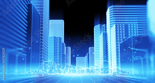 Fototapeta Naklejka Na Ścianę i Meble -  smart city and  Digital landscape in  cyber world.3d illustration
