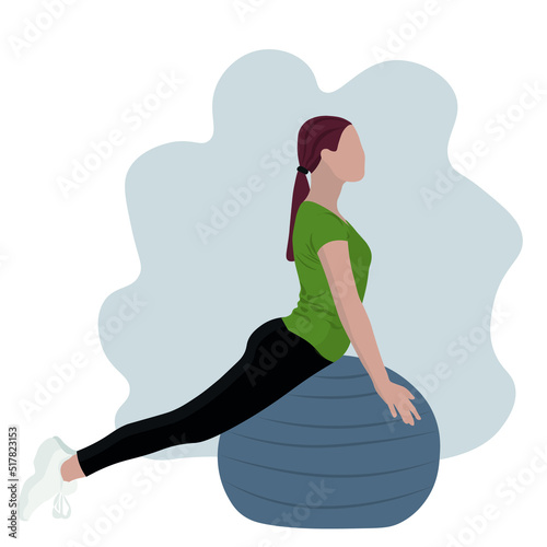 Sporty woman doing pilates on white background