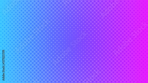 Blue purple pop art background with halftone dots in retro comic style. Vector illustration.