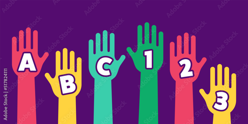 Fototapeta premium Hands Holding Alphabet Letters Language Numbers Counting Learning Education For Children Kids Youth Vector