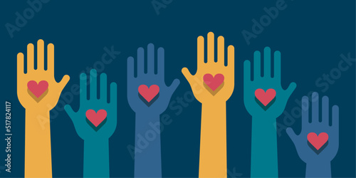 Hands With Heart Vector Illustration For Community Volunteers Volunteering Love Giving Charity Connection Together