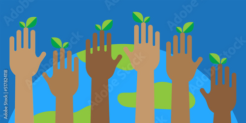 Hands Holding A Green Plant For Environmental Issues, Climate Change Mother Nature Planet Earth Save Our Future Protect Preserve Recycle Clean Emissions Energy World Environment Day Education