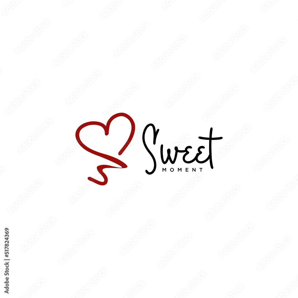 love with abstract letter S logo design vector