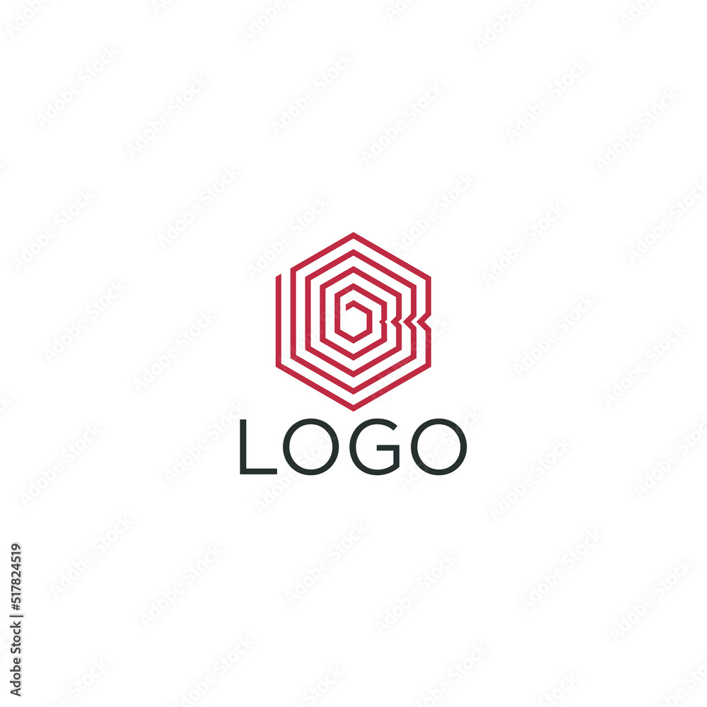 Abstract initial letter B logo design with labyrinth vector graphic Abstract initial letter B logo design with labyrinth vector graphic