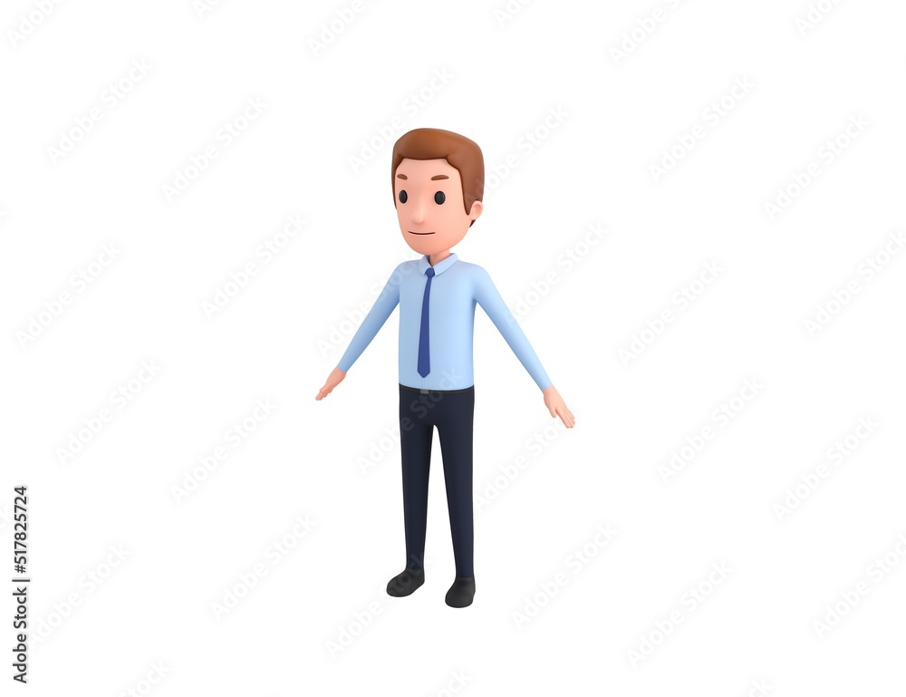 Businessman character standing in T-Pose in 3d rendering. Businessman character standing in T-Pose in 3d rendering.