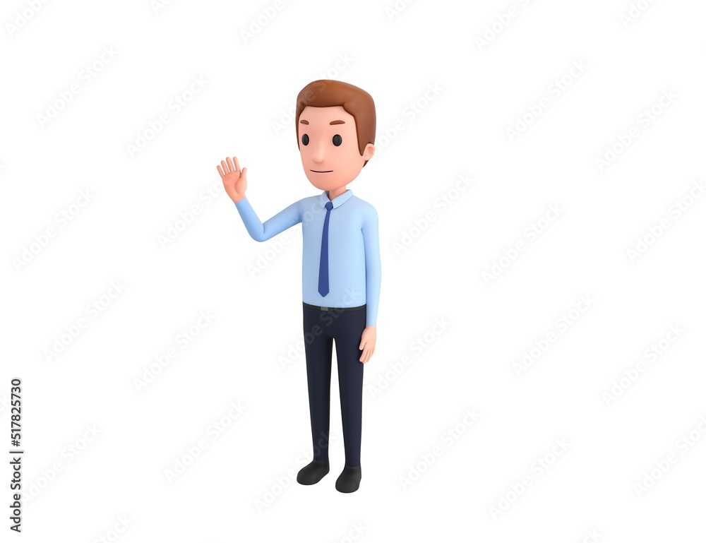 Businessman character saying hi in 3d rendering. Businessman character saying hi in 3d rendering.