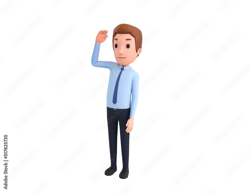 Businessman character saluting in 3d rendering. Businessman character saluting in 3d rendering.