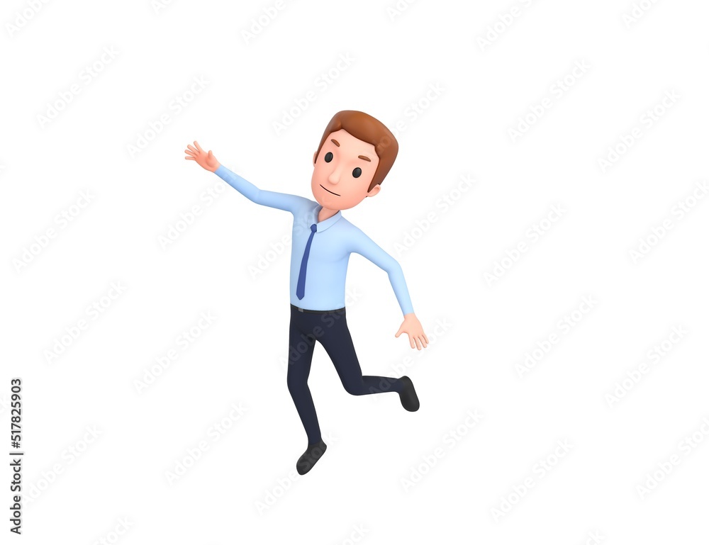 Businessman character floating in the air in 3d rendering. Businessman character floating in the air in 3d rendering.