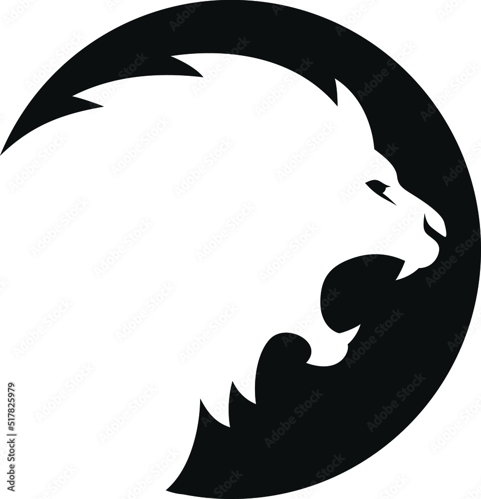 Obraz premium Aggressive Lion Roaring Logo Template Design