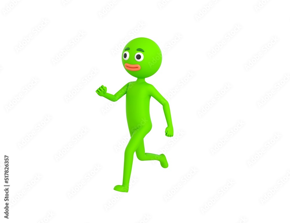 Green Man character running in 3d rendering. Green Man character running in 3d rendering.