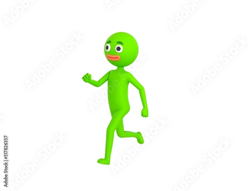 Green Man character running in 3d rendering.