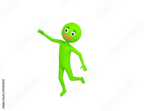 Green Man character floating in the air in 3d rendering.
