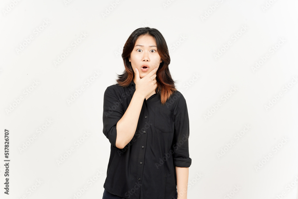 WOW Shocked face expression of Beautiful Asian Woman Isolated On White Background WOW Shocked face expression of Beautiful Asian Woman Isolated On White Background
