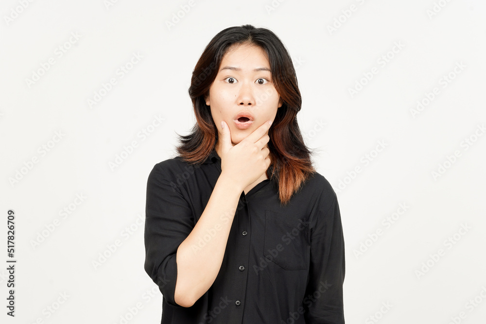 WOW Shocked face expression of Beautiful Asian Woman Isolated On White Background WOW Shocked face expression of Beautiful Asian Woman Isolated On White Background