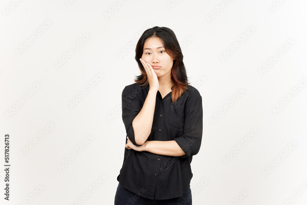 Boring gesture of Beautiful Asian Woman Isolated On White Background Boring gesture of Beautiful Asian Woman Isolated On White Background