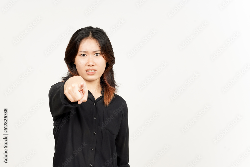 Angry and Pointing at you of Beautiful Asian Woman Isolated On White Background Angry and Pointing at you of Beautiful Asian Woman Isolated On White Background
