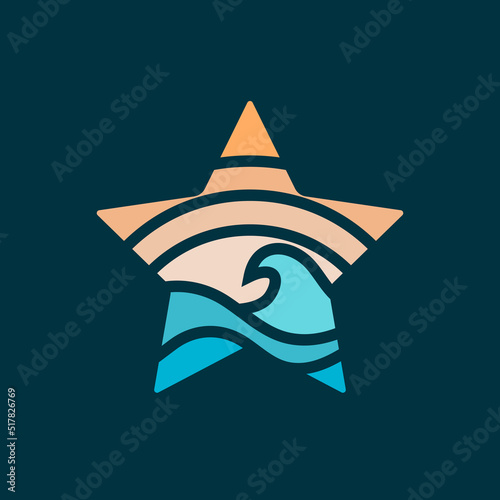 Modern ocean star logo illustration design
