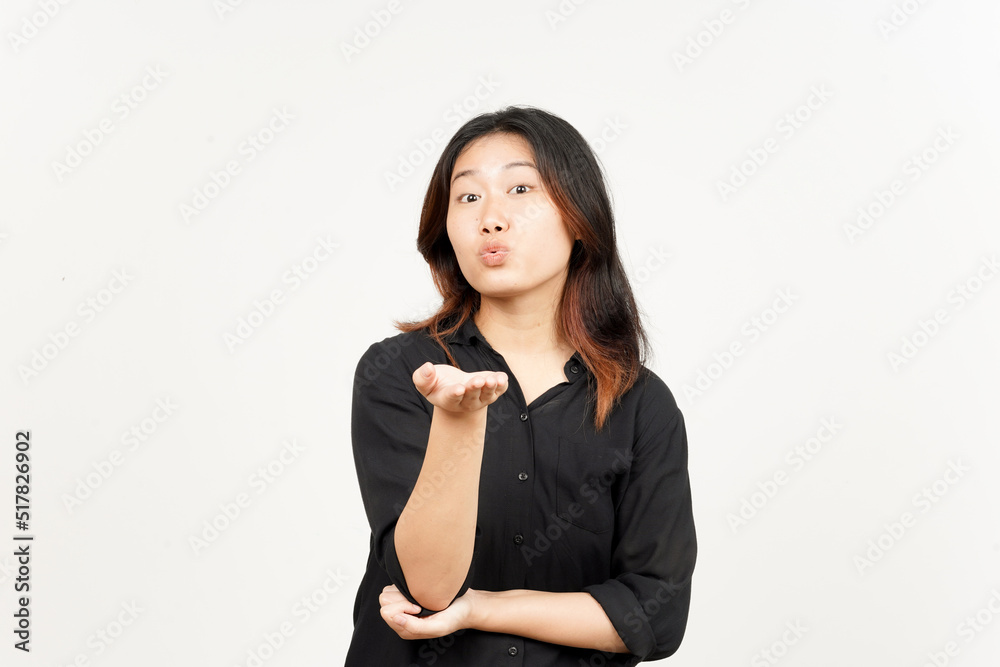 Blowing Kiss of Beautiful Asian Woman Isolated On White Background Blowing Kiss of Beautiful Asian Woman Isolated On White Background