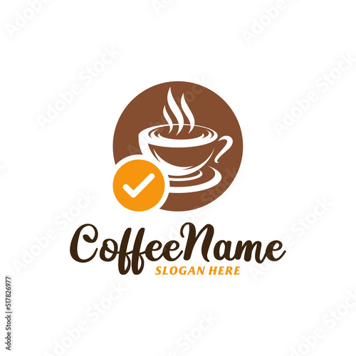 Check Coffee Logo Design Template. Coffee Check logo concept vector. Creative Icon Symbol