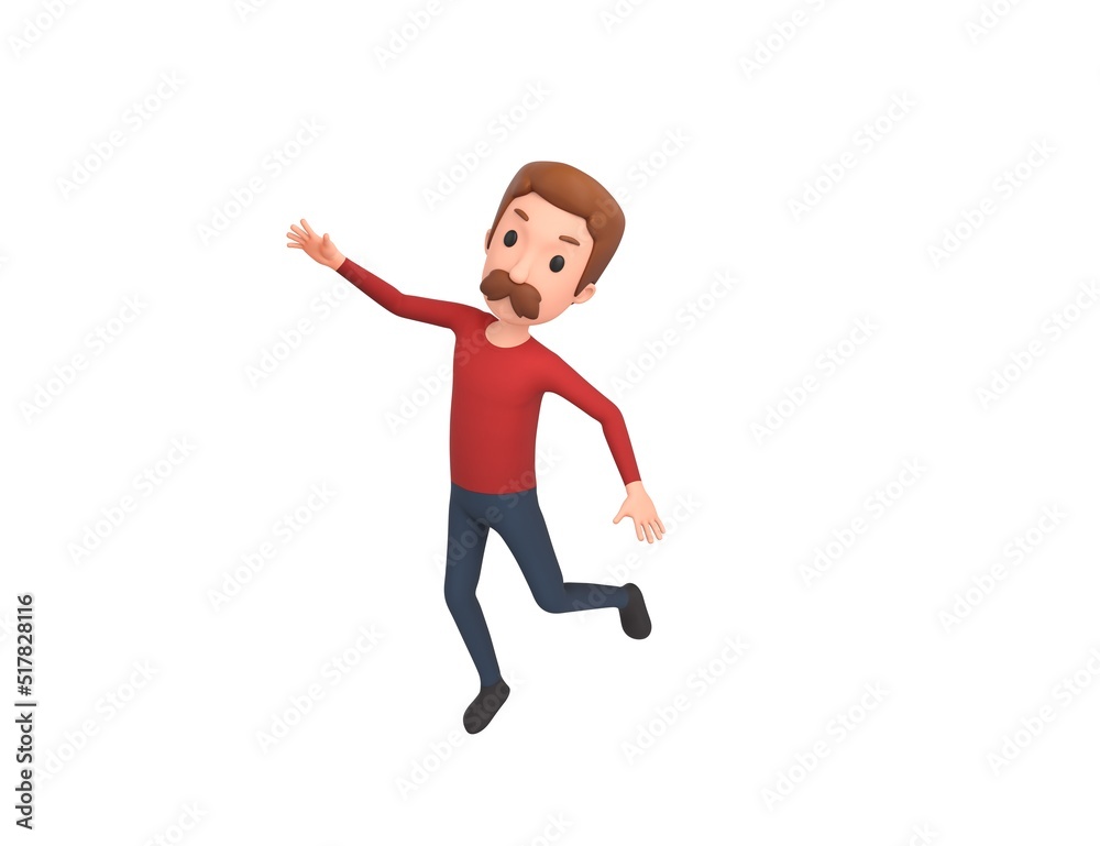 Man wearing Red Shirt character floating in the air in 3d rendering. Man wearing Red Shirt character floating in the air in 3d rendering.