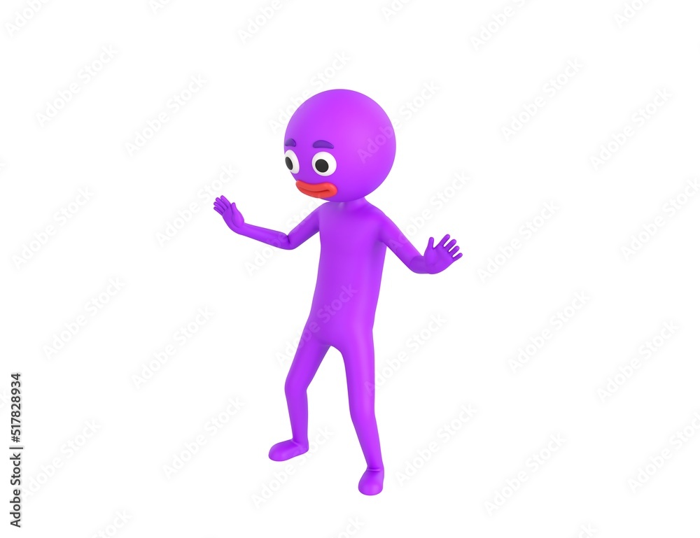 Purple Man character surprise and shocked in 3d rendering. Purple Man character surprise and shocked in 3d rendering.