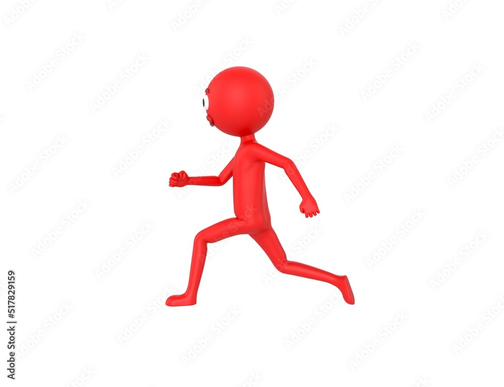 Red Man character running to the left side in 3d rendering. Red Man character running to the left side in 3d rendering.