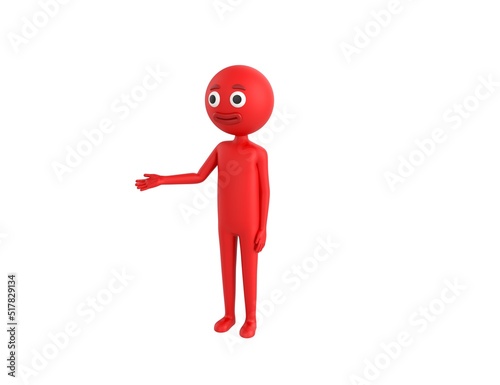 Red Man character introducing in 3d rendering. © Baria
