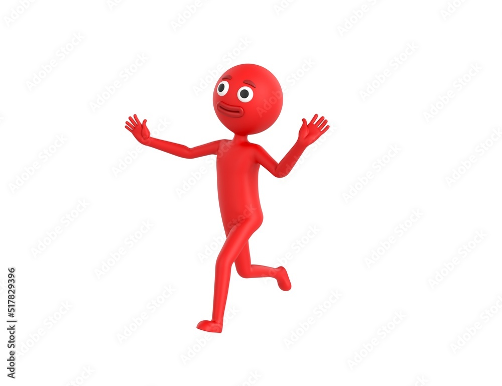 Red Man character running away in 3d rendering. Red Man character running away in 3d rendering.